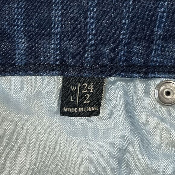 Abercrombie & Fitch Dark Blue Jean Shorts Women’s 24 Striped - Picture 5 of 17